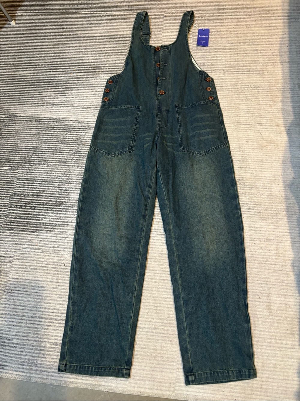 Dark Blue Denim Overalls - Casual Relaxed Fit